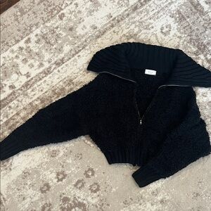 Sage Black Textured Zip-Up Jacket